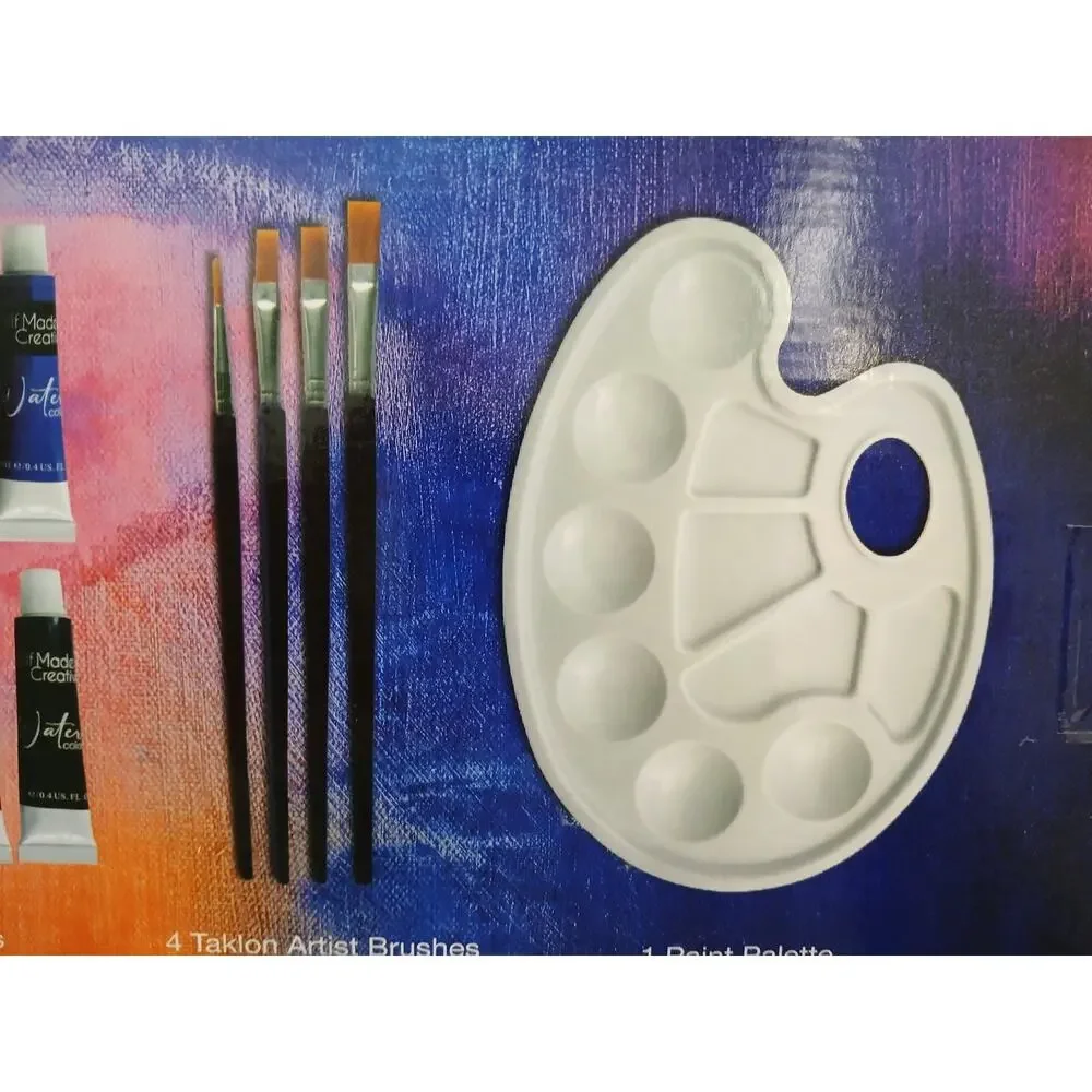 17 Pc Oil Paint Art Set w 4 Taklon Paint Brushes + Art Palette Value Professiona